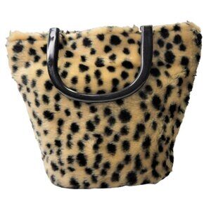 Animal Print Fuzzy Faux Fur Small Handbag